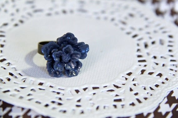 Navy Blue Sakura Ring