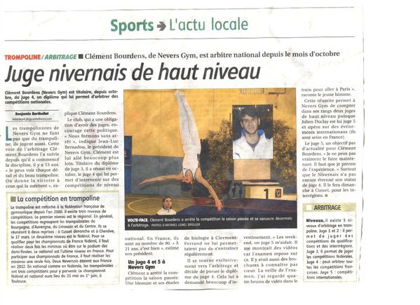 Article du JdC sur la rÃ©ussite de ClÃ©ment Ã  l'examen de