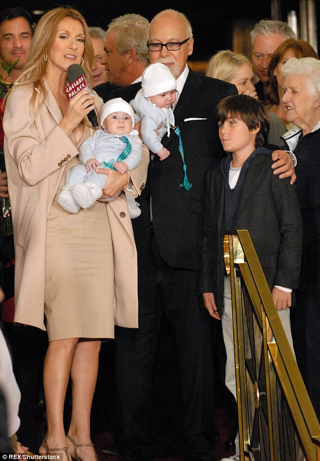 Family of five: Celine and René (seen here in 2011) are parents to three sons: René-Charles, who turns 15 later this month, and five-year-old twins Eddy and Nelson