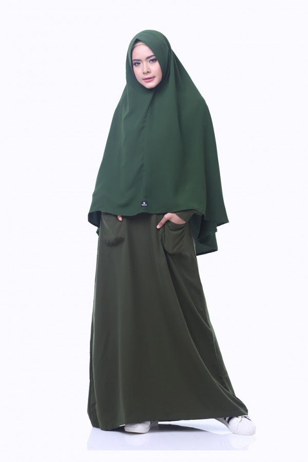 Gamis Fathia Hijau Army Hijab Alsa Gamis Syar i Fesya   Gamis Fathia Hijau Army Hijab Alsa Gamis Syar i Fesya