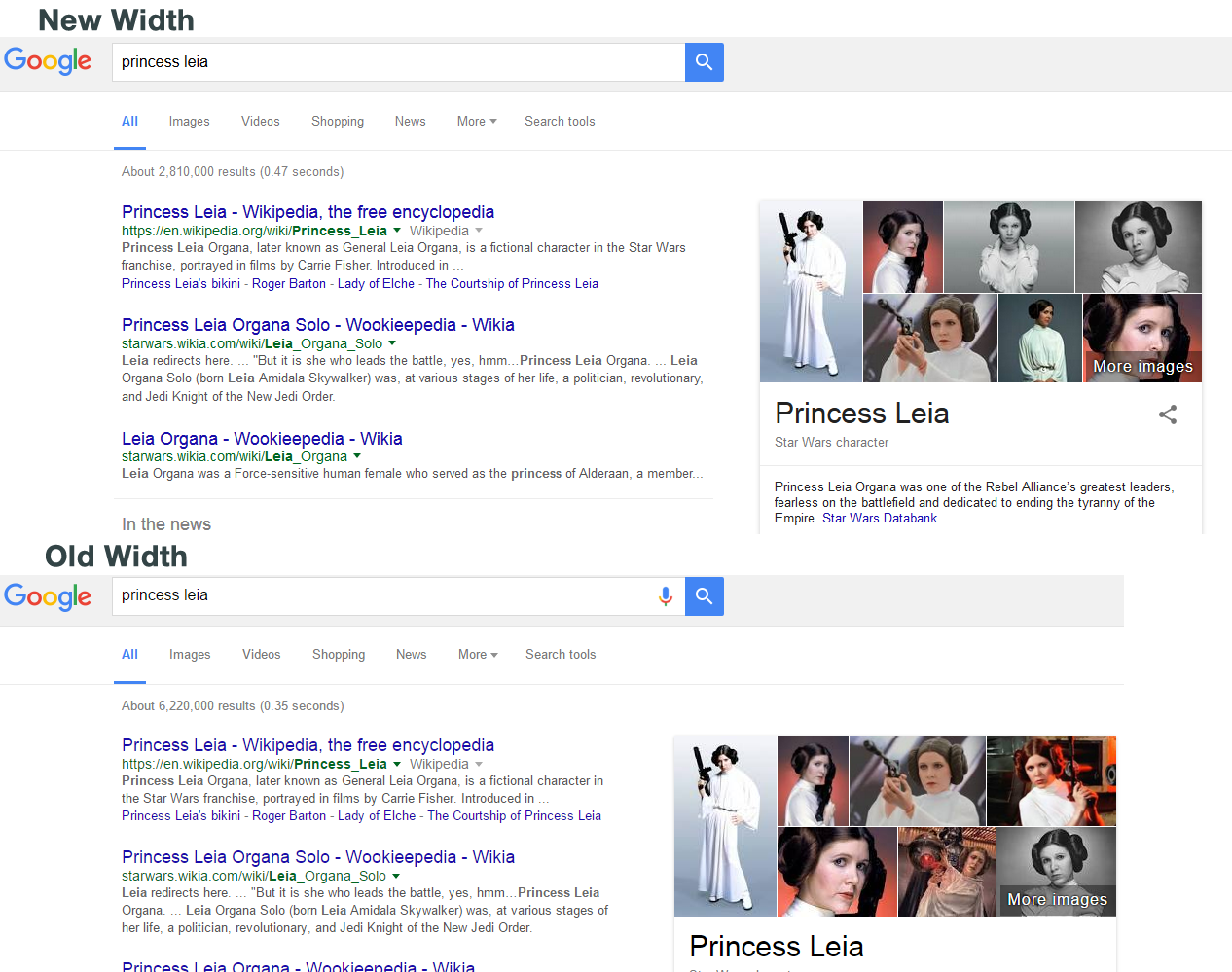 google search results new width comparison