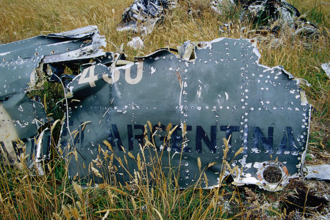 Wreckage of an Argentinian Mirage from the Falklands War.