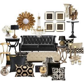 Black White Gold Living Room Decor