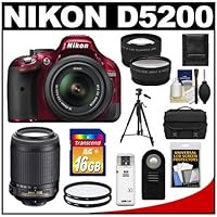 Nikon D5200 Digital SLR Camera & 18-55mm G VR DX AF-S Zoom Lens with 55-200mm VR Lens + 16GB Card + Case + Filters + Tele/Wide Lenses + Tripod + Remote + Accessory Kit