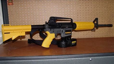 The 18v, 18 ga dewalt nail gun is a handy cordless finish nailer with a belt holder, bump trigger option and depth control setting. DeWalt Rapid Fire Fully Automatic M16 Nail Gun - YouTube