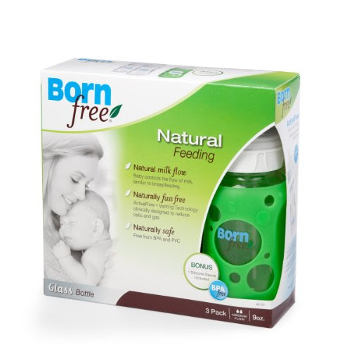 Born Free 3 Count Glass Bottle With Bonus Sleeve, 9 Ounce