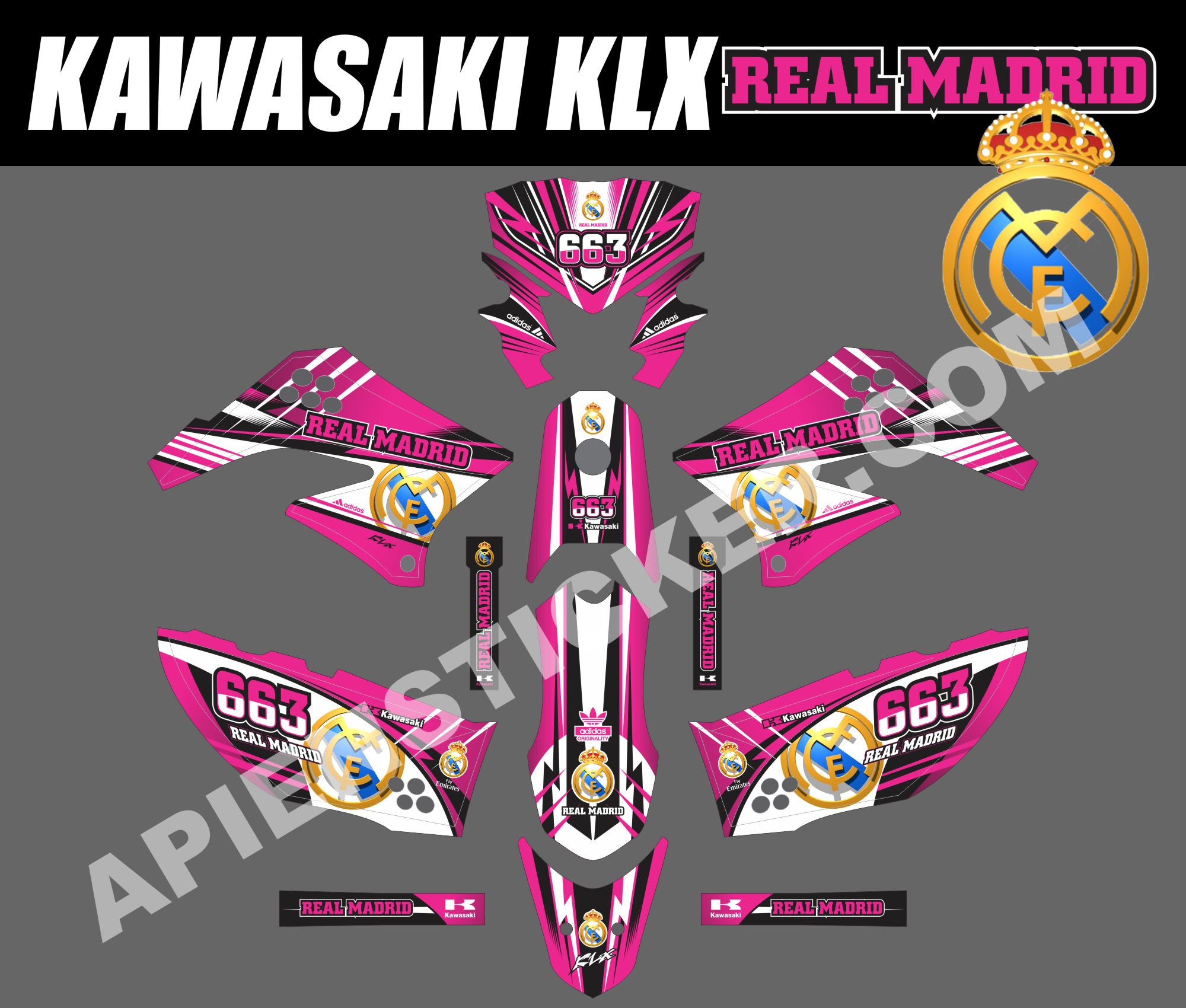 Striping Motor Kawasaki KLX 150 Real Madrid  Apien Sticker