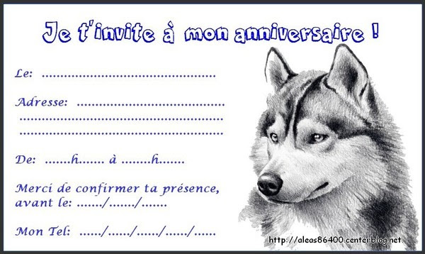 Carte Invitation Chien Husky 05