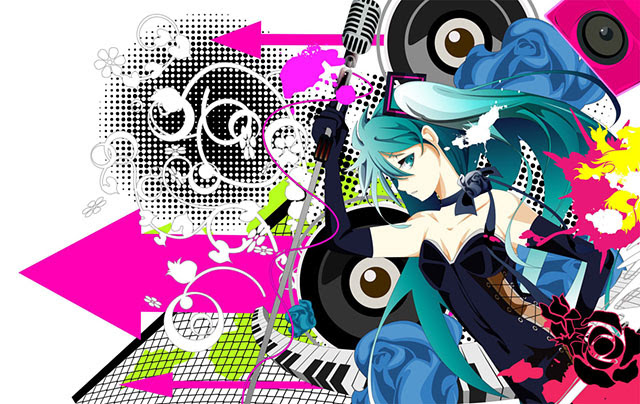 初音ミク ポップで可愛いデザインのイラスト画像 ボカロ壁紙