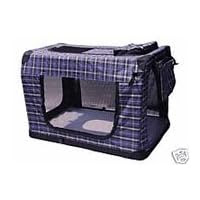36 Blue Plaid Pet House Soft Crate Carrie