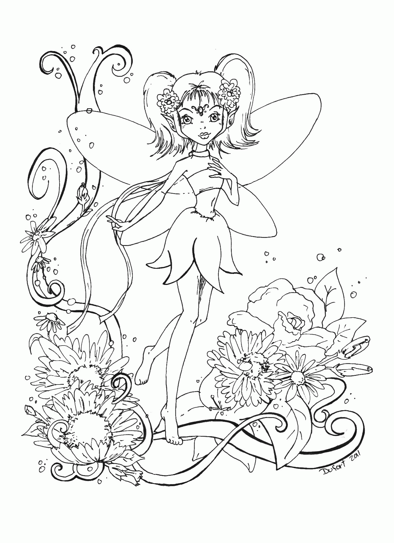 Beautiful Fairy Coloring Pages - Coloring Home