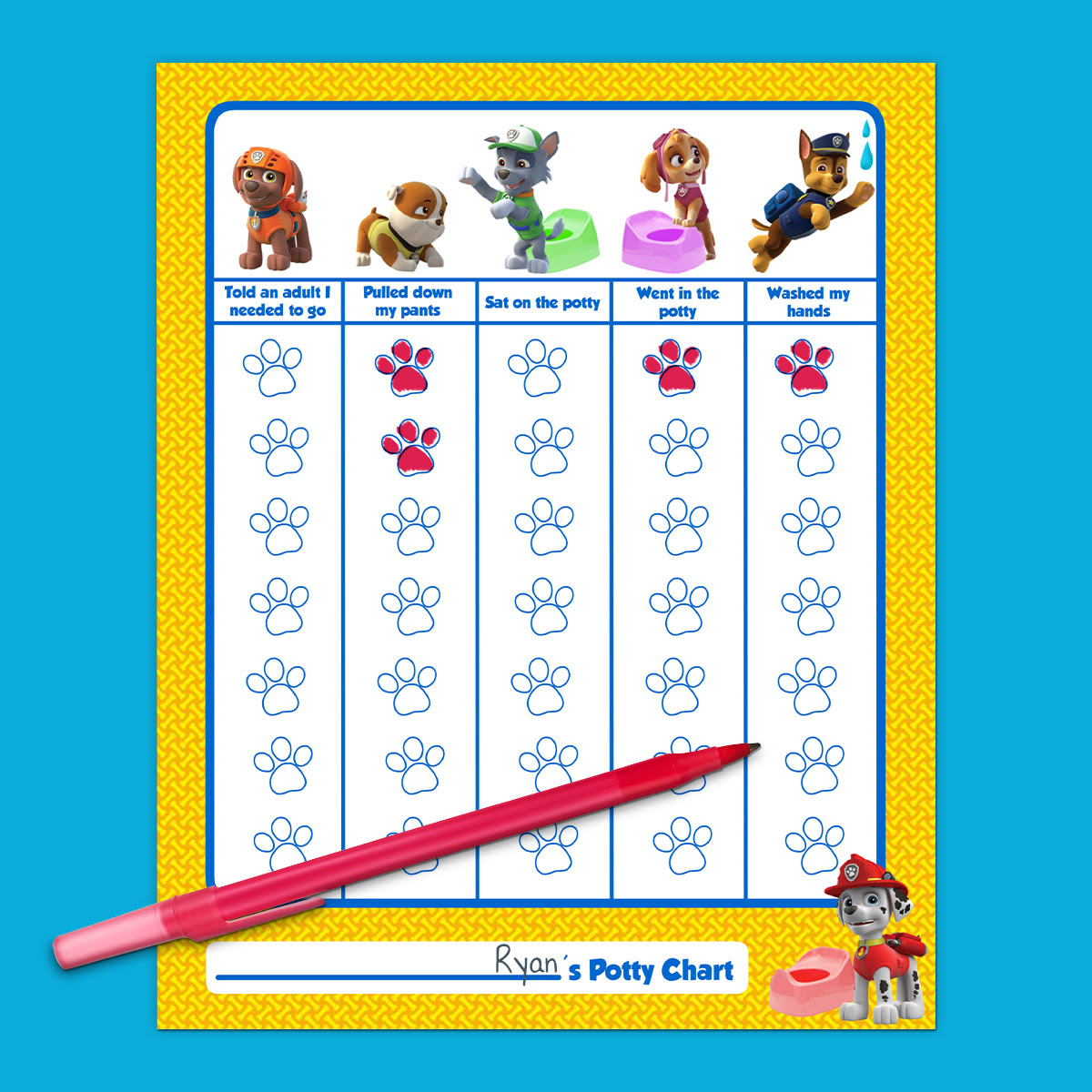 Paw Patrol Potty Training Chart Nickelodeon Parents