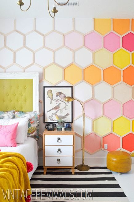 Rainbow HoneyComb Wall Little Girls Room Makeover @ Vintage Revivals-2