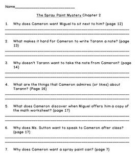 Free Reading Comprehension questions for the spray paint mystery Kindle Edition PDF
