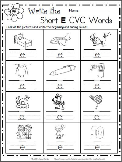 Short e cvc words worksheets. short a words worksheets 99worksheets