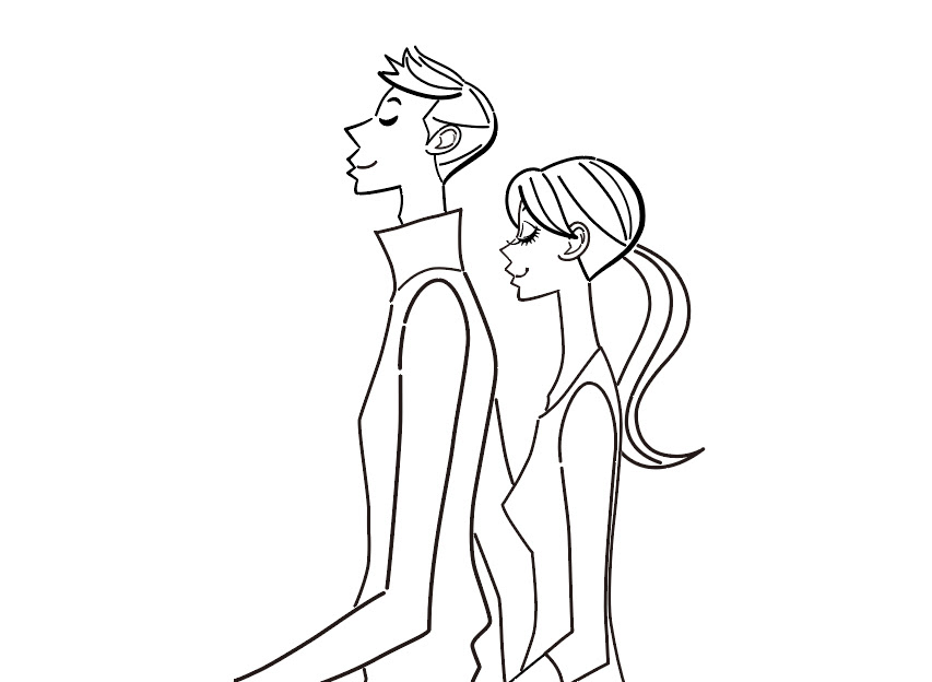 シンプルなイラストほど難しい 新しいタッチを練習中です カップルのイラスト イラストレーターakihisasawadaイラスト デザイン室