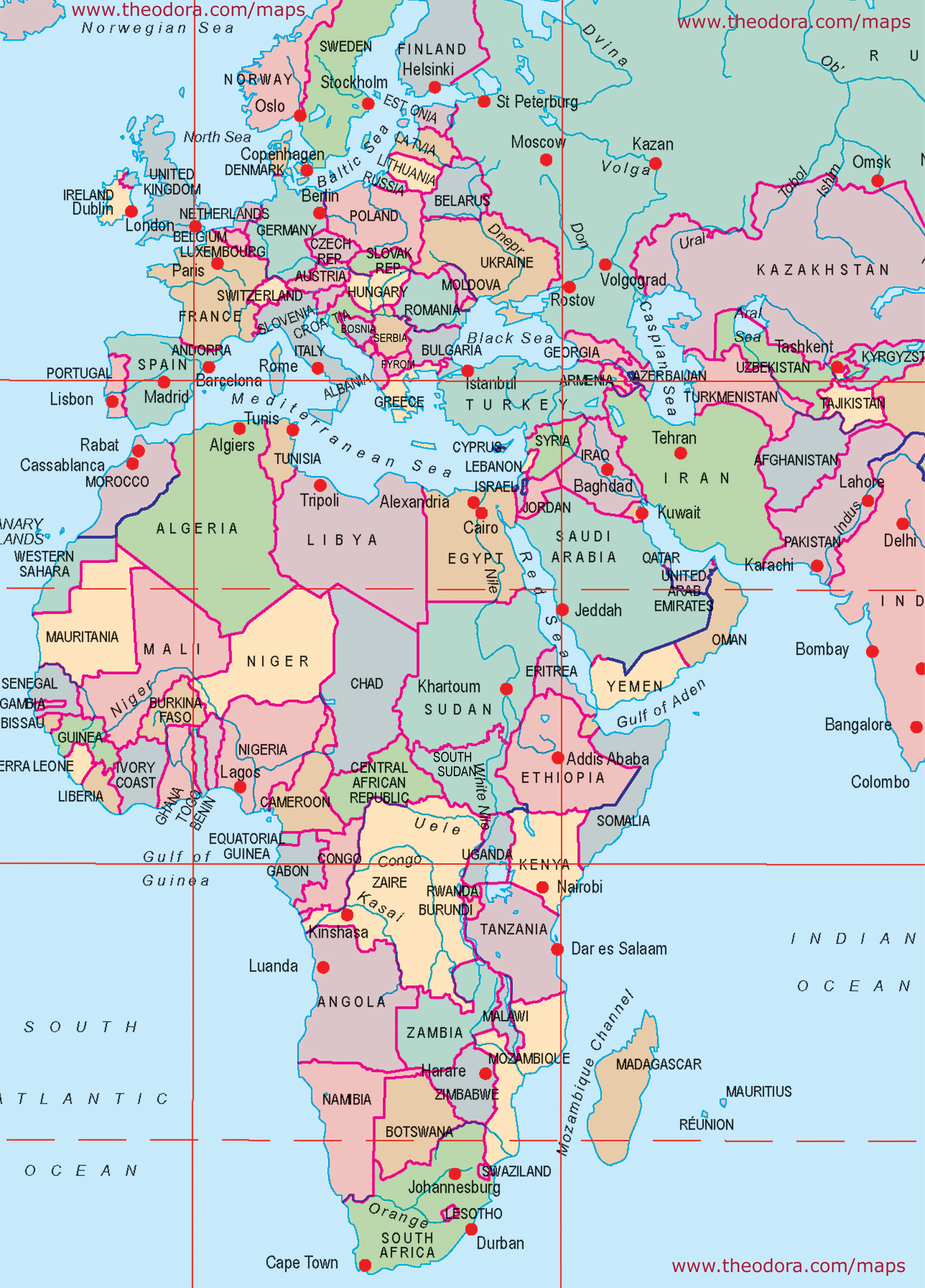Map Of Europe Africa Maps of Europe Middle East Africa Region   EMEA, Flags, Maps 