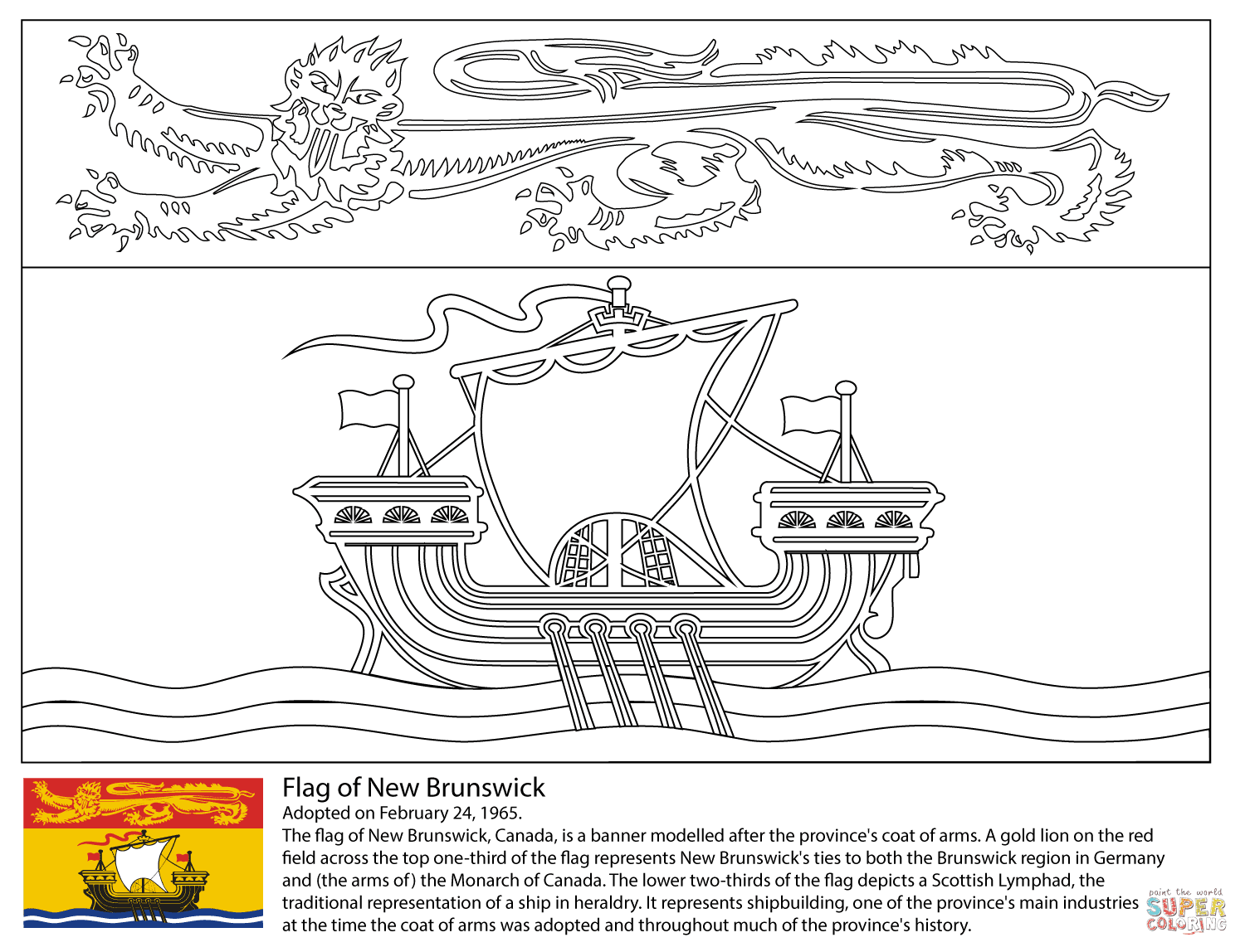 Download Flag of New Brunswick coloring page | Free Printable Coloring Pages
