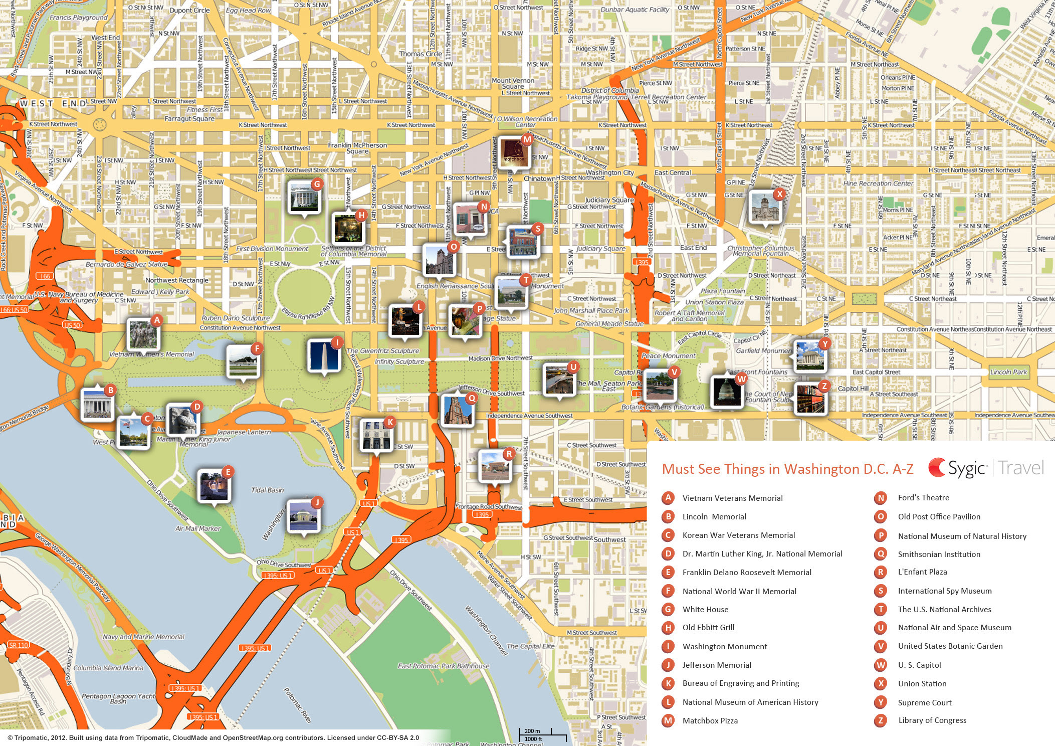 Map of Washington Attractions | Tripomatic