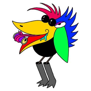 九官鳥キャラクターイラスト ブロンガー 鳥 バード ファンキー サングラス 空き缶 ファッショナブル