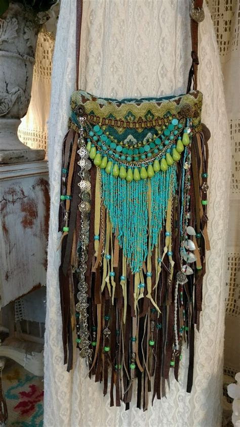 details handmade fabric brown leather fringe