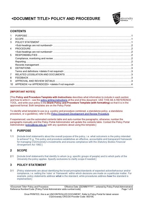 PDF Policies And Procedures Manual Template