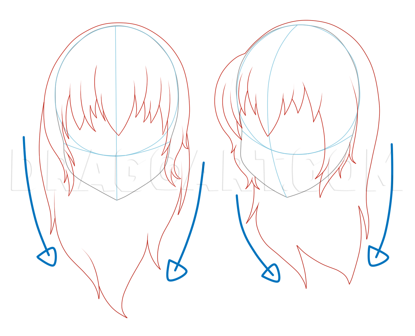How to Draw Girl Hair, Step by Step, Anime Hair, Anime, Draw