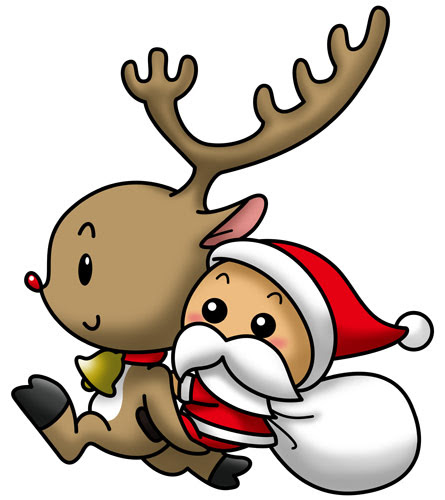 ２０１５年版 可愛いサンタクロースとトナカイ無料イラスト画像 Make It