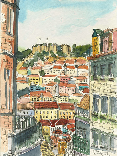 View toward the castle, Lisbon, Portugal