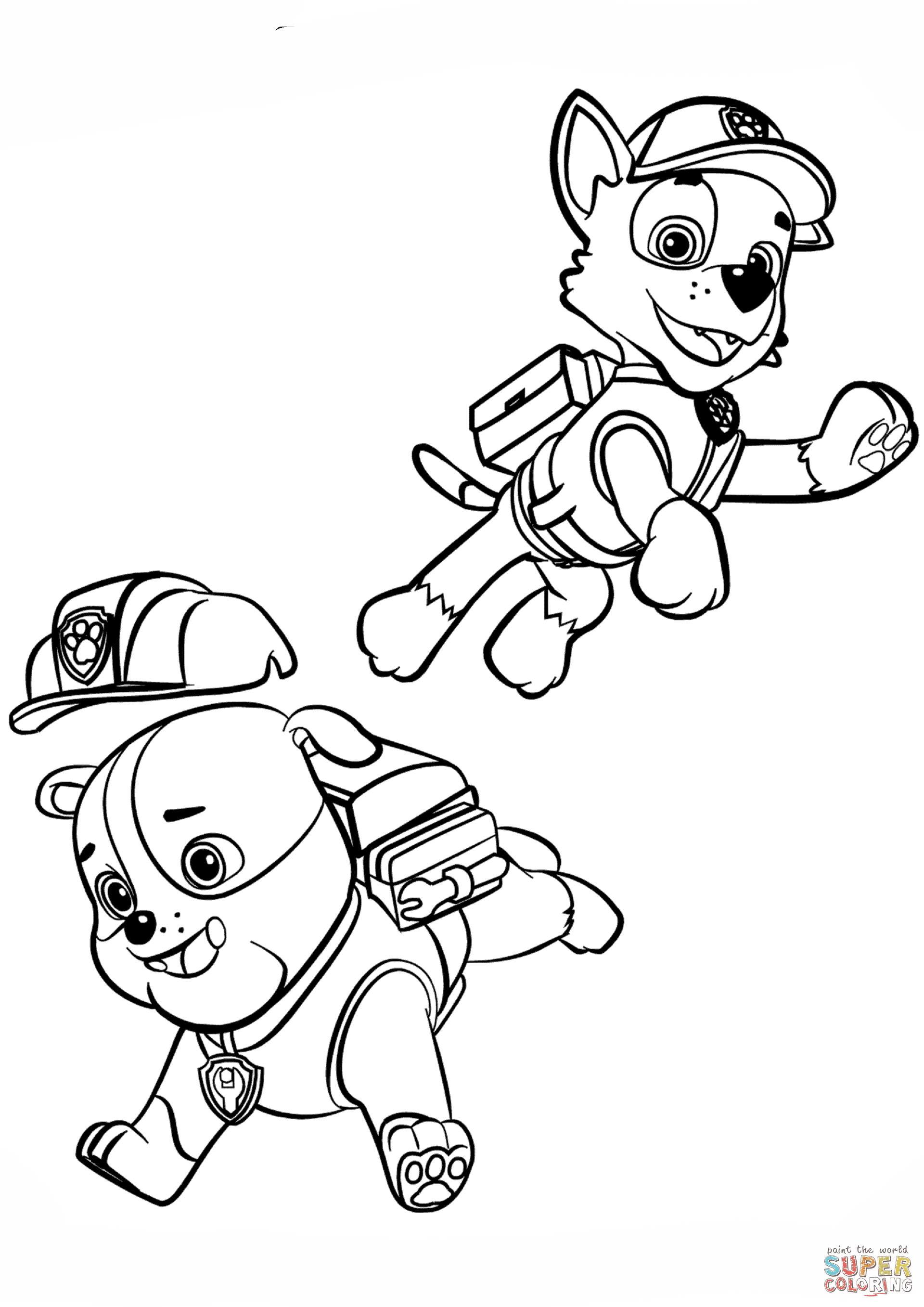 Paw Patrol Rubble and Rocky coloring page Free Printable Paw Patrol Rubble and Rocky coloring page Free Printable