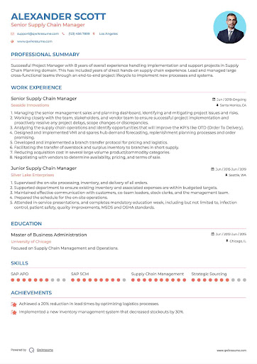 Supply Chain Manager Resume Examples