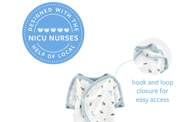Designed with the help of local NICU nurses | Hook and loop closure for easy access
