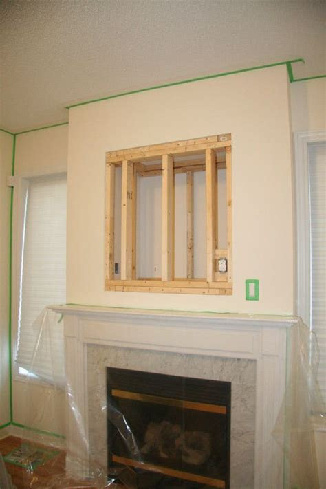 patching   tv niche   fireplace living room