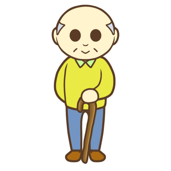 杖を持ったおじいちゃんのイラスト かわいいフリー素材が無料のイラストレイン