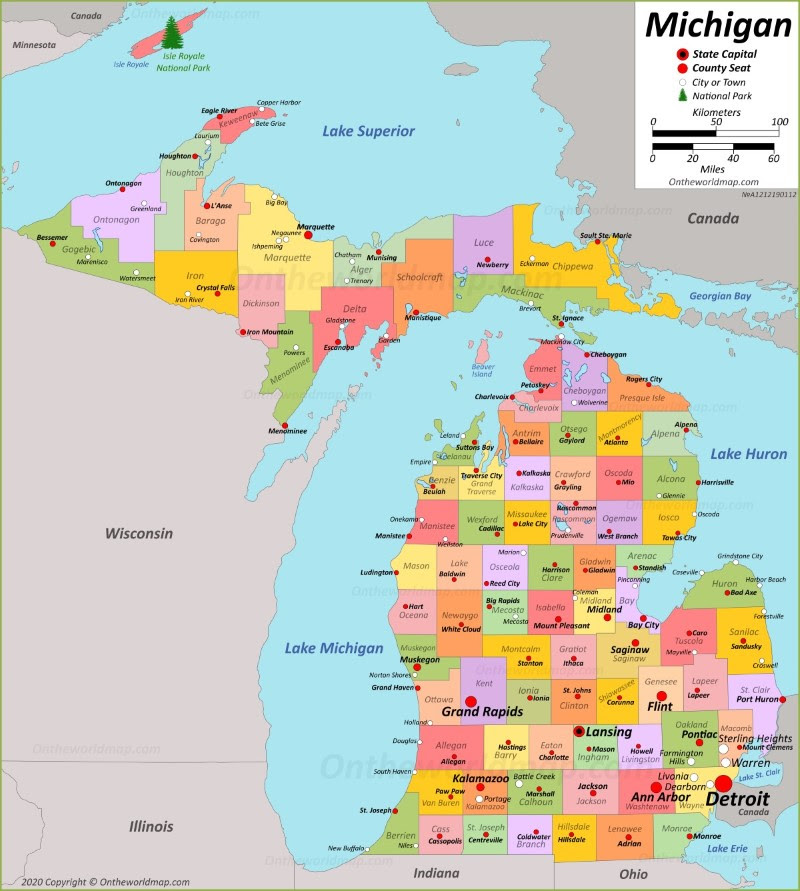 Michigan Map Of Cities Michigan State Maps | USA | Maps of Michigan (MI)