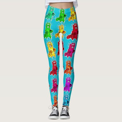pyscho cat and unfortunate mouse funny cartoon leggings