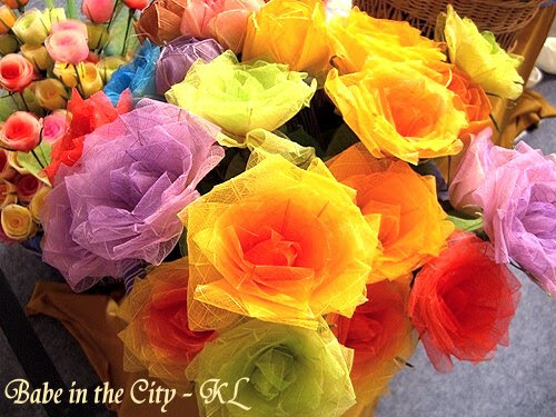 Flowers fashioned out of dried leaves - close up rose