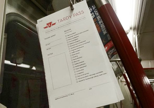TTC tardy pass Toronto