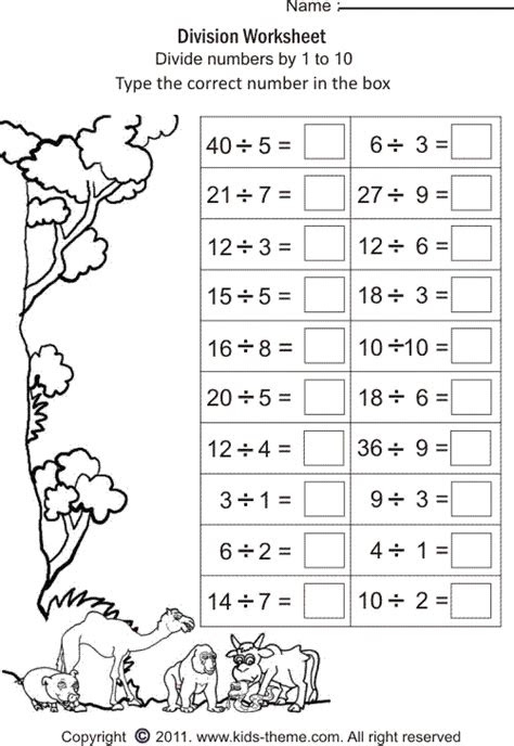  division math worksheets for kids