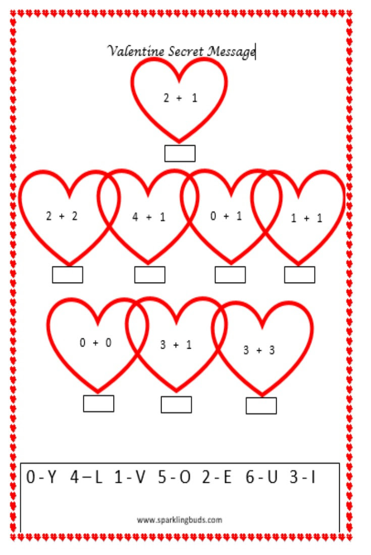 Valentine's day math activity : Secret message - sparklingbuds