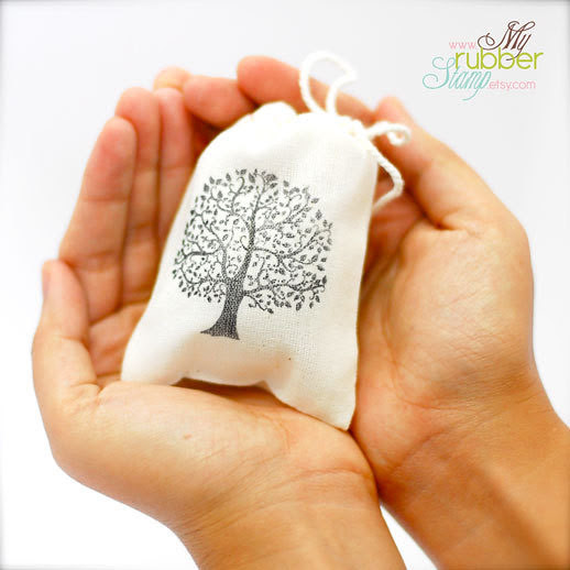 Muslin Bag - 100 3x4 Cotton bags, 1 pre-designed personalized rubber ...