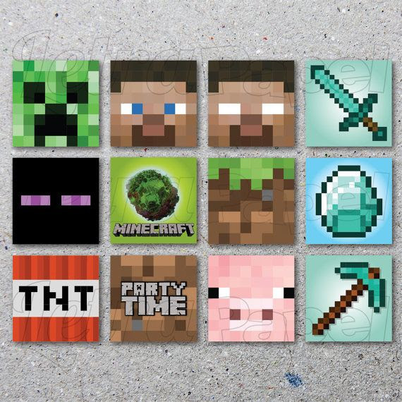 INSTANT DOWNLOAD / Minecraft / Party tags / toppers via Etsy