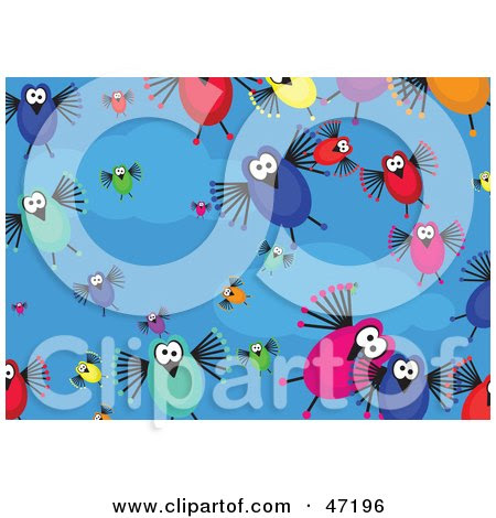 Crazy Backgrounds on Illustration Of A Blue Background Of Crazy Birds And Clouds By Prawny