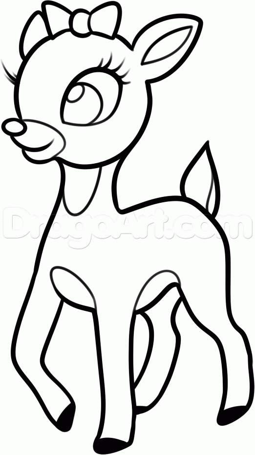 Reindeer Cute Christmas Coloring Pages