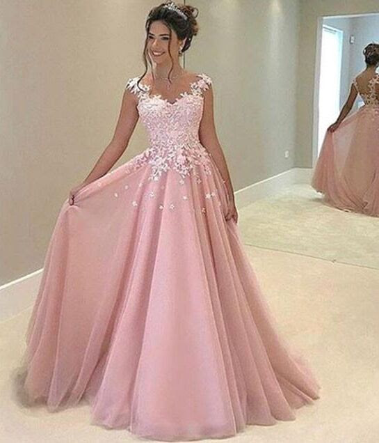 New Design Lace Pink Long Prom Dresses For Teens Princess New Design Lace Pink Long Prom Dresses For Teens Princess