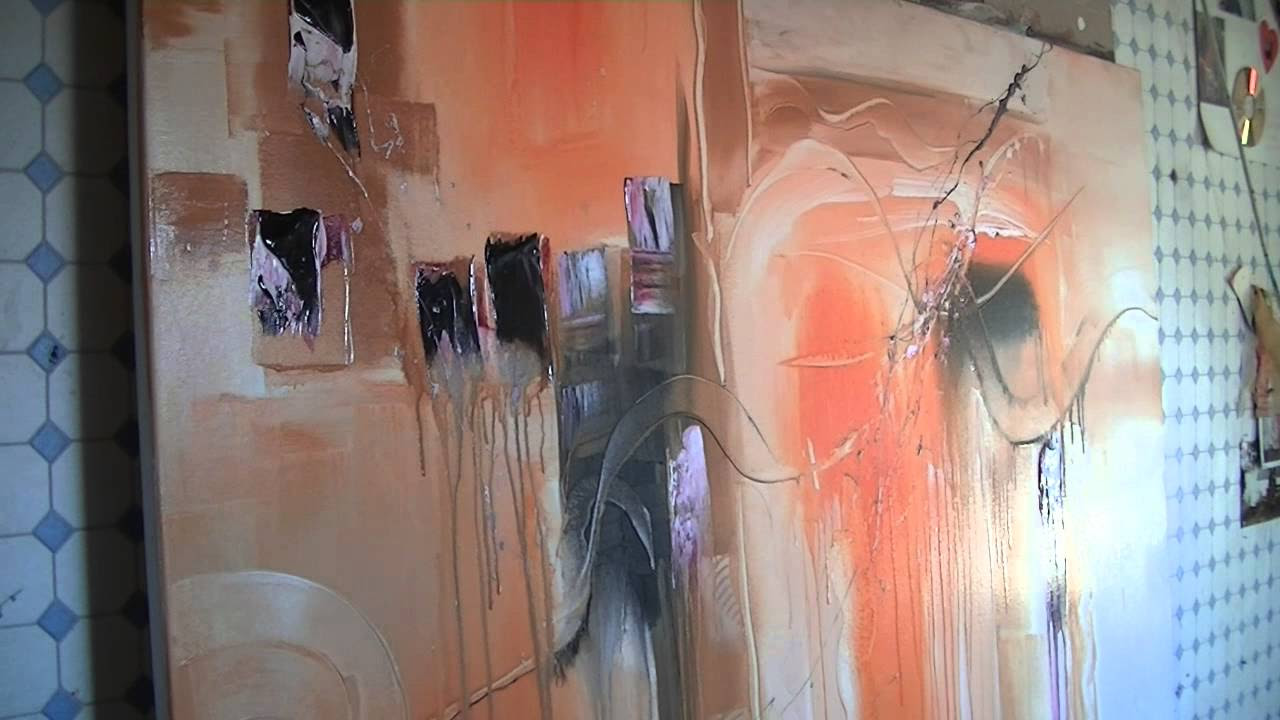 Abstract acrylic painting Demo - Abstrakte Malerei ... A very short demo of how i dry brush and scumble with acrylic paint on a small painting on paper.