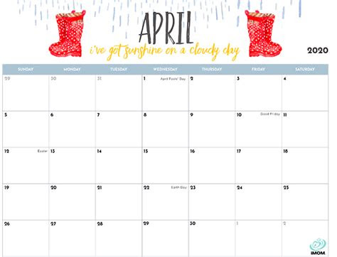 Our colorful printable calendar is a bright and vibrant way to stay on top . 2020 printable calendar for moms imom