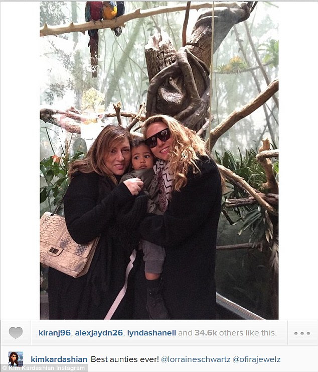 Was Kim actually there? The reality star posted another picture of daughter with her 'aunties' jewelry designers Lorraine Schwartz and Ofira Sandberg