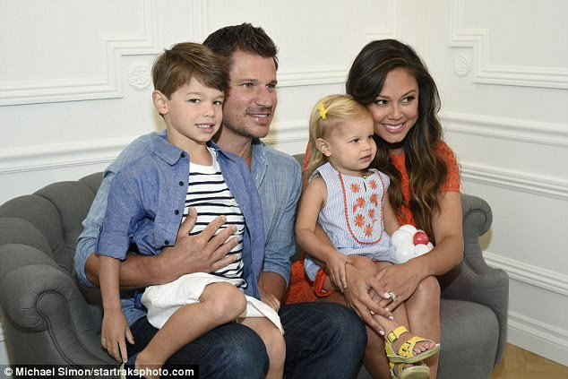 Quartet: Nick and Vanessa Lachey swung by The Grove with the two eldest of their three children: four-year-old son Camden and two-year-old daughter Brooklyn