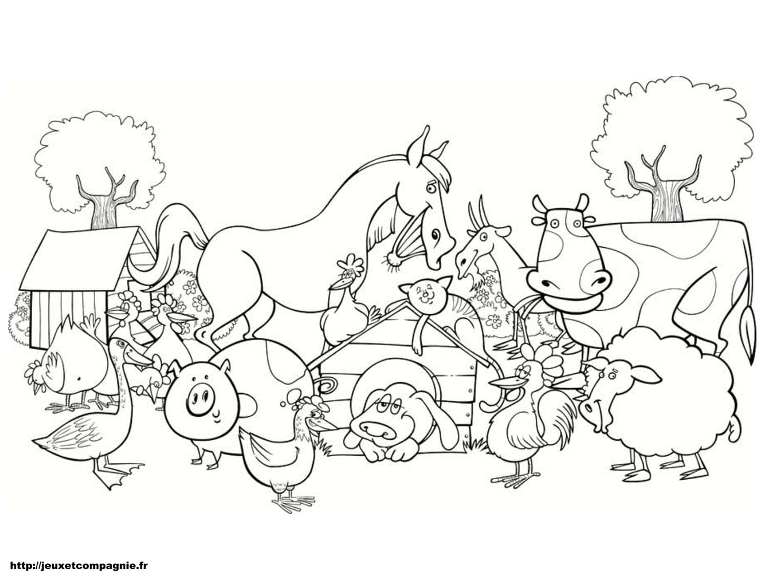 coloriage d'animaux de la ferme avec les amis
